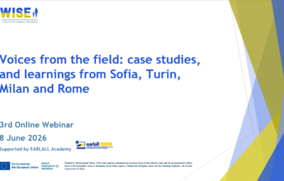 3rd WISE Webinar on Voices from the field: case studies, and learnings from Sofia, Turin, Milan and Rome